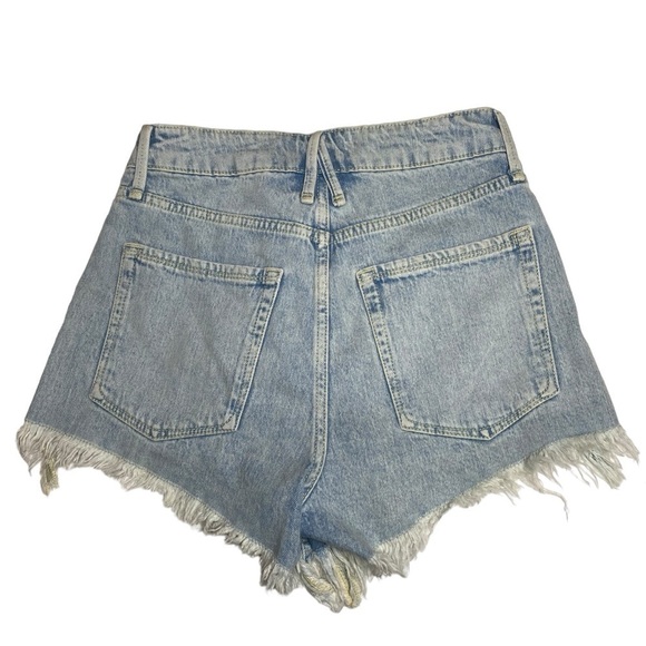 Good American High-Waisted Frayed Denim Shorts - Size 00/24 - Picture 2 of 4